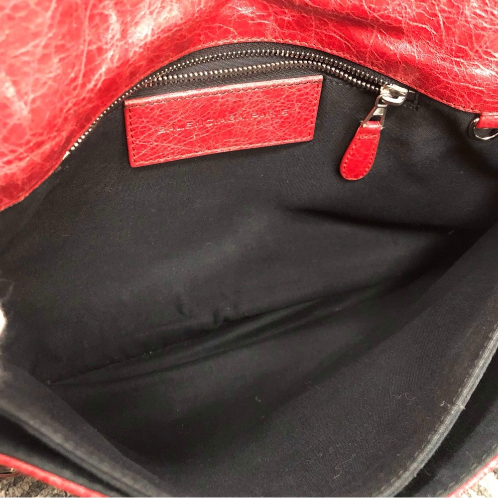 Balenciaga Rouge Cardinal Lambskin Leather Silver Envelope Clutch. - Picture 15 of 16